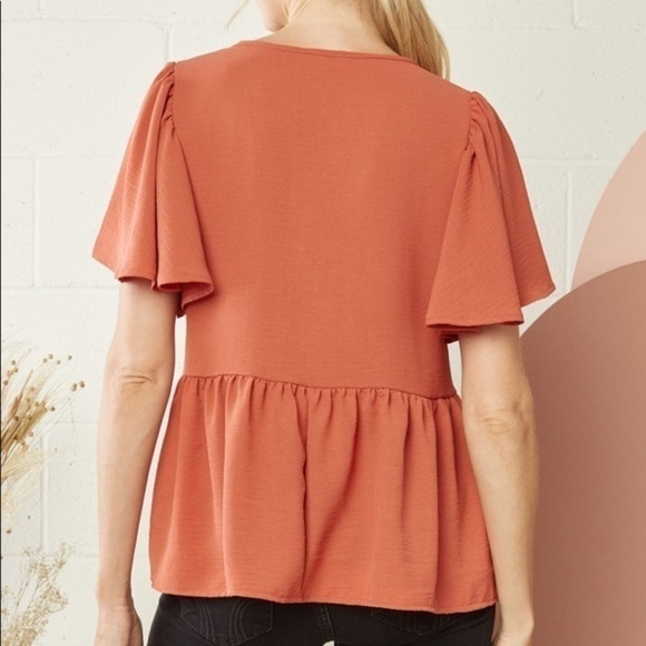 Boutique entro terra cotta peplum top - Picture 4 of 7